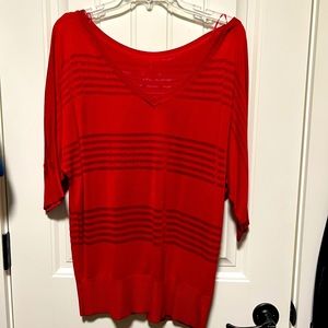 White House Black Market semi sheer red pullover shimmery size M